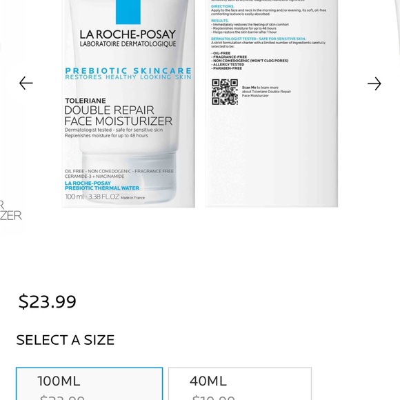 LA ROCHE- POSAY TOLERIANE DOUBLE REPAIR FACE MOISTURIZER - Picture 7 of 8